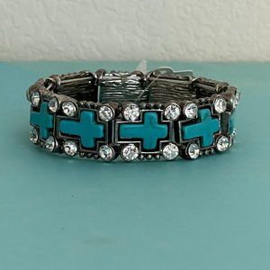 Women's Fashion Silver & Turquoise Faith Bracelet